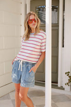 Load image into Gallery viewer, Stevie Slouchy Tee - milk fresh blue red stripe