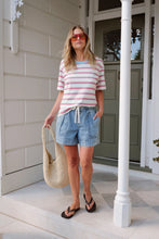 Load image into Gallery viewer, Stevie Slouchy Tee - milk fresh blue red stripe