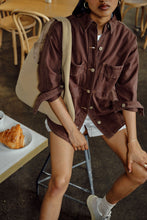 Load image into Gallery viewer, Bobbi Side Pocket Denim Shacket - Chocolate