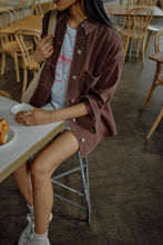 Load image into Gallery viewer, Bobbi Side Pocket Denim Shacket - Chocolate
