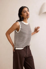 Load image into Gallery viewer, Maddy Mesh Knit Tank - brunette stripe