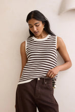 Load image into Gallery viewer, Maddy Mesh Knit Tank - brunette stripe