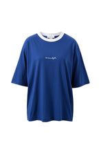 Load image into Gallery viewer, Luna Oversized Tee -prussian blue/ceres script embroidery