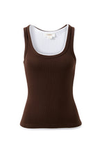Load image into Gallery viewer, SKYLAR LAYERED RIB TANK - CHOC/WHITE