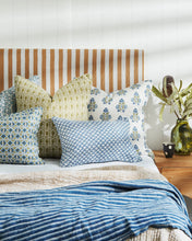 Load image into Gallery viewer, Ankara Moss Azure linen cushion 50x50cm