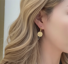 Load image into Gallery viewer, 18K Gold Plated Sun Medallion Earrings