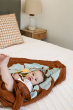 Load image into Gallery viewer, Organic Muslin Swaddle - Fleur Umber (Limited Edition): Fleur - Umber