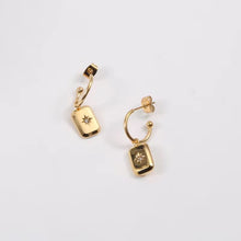 Load image into Gallery viewer, Starburst Tag Hoop Earrings
