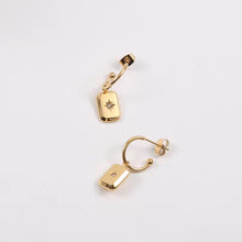 Load image into Gallery viewer, Starburst Tag Hoop Earrings
