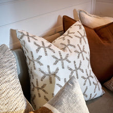 Load image into Gallery viewer, Eros Linen Cushion - Off White/Nutmeg