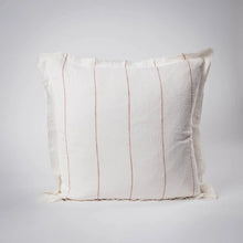 Load image into Gallery viewer, Carter Linen Cushion - Off White w' Nutmeg Fine Stripe