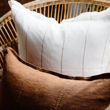 Load image into Gallery viewer, Carter Linen Cushion - Off White w' Nutmeg Fine Stripe