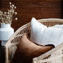 Load image into Gallery viewer, Carter Linen Cushion - Off White w' Nutmeg Fine Stripe