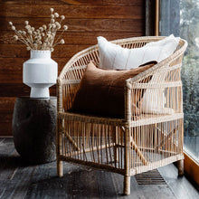 Load image into Gallery viewer, Carter Linen Cushion - Off White w' Nutmeg Fine Stripe