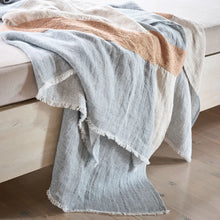 Load image into Gallery viewer, Tallows Linen Throw - Natural/Ochre/Blue