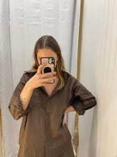 Load image into Gallery viewer, Chocolate & White Stripe Short Set