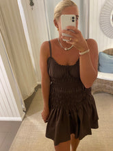 Load image into Gallery viewer, Cleo Ruched Mini Dress – Chocolate