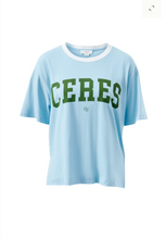 Load image into Gallery viewer, Stevie Slouchy Tee - fresh blue/basil varsity