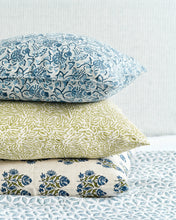 Load image into Gallery viewer, Ankara Moss Azure linen cushion 50x50cm
