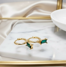 Load image into Gallery viewer, Green hoop earrings
