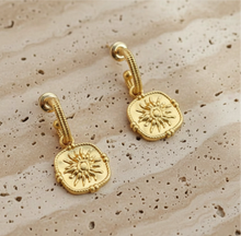 Load image into Gallery viewer, 18K Gold Plated Sun Medallion Earrings
