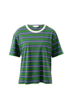 Load image into Gallery viewer, Stevie Slouchy Tee - basil/blue stripe
