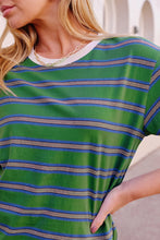 Load image into Gallery viewer, Stevie Slouchy Tee - basil/blue stripe
