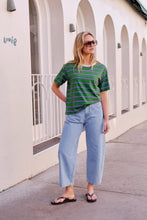 Load image into Gallery viewer, Stevie Slouchy Tee - basil/blue stripe
