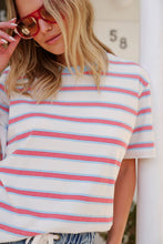 Load image into Gallery viewer, Stevie Slouchy Tee - milk fresh blue red stripe
