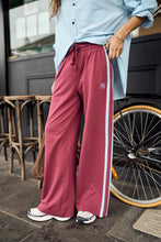 Load image into Gallery viewer, Gigi Wide Leg Terry Track pant - Washed Burgundy
