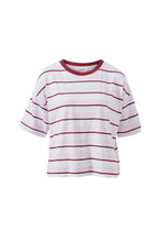Load image into Gallery viewer, BREA BOXY TEE -SUNFADED PINK/MULBURRY STRIPE
