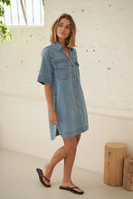 Load image into Gallery viewer, Bonnie Relaxed Shirt Dress -Vintage Blue
