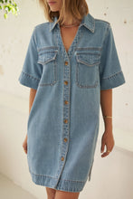 Load image into Gallery viewer, Bonnie Relaxed Shirt Dress -Vintage Blue
