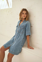 Load image into Gallery viewer, Bonnie Relaxed Shirt Dress -Vintage Blue

