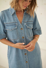 Load image into Gallery viewer, Bonnie Relaxed Shirt Dress -Vintage Blue
