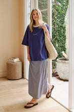 Load image into Gallery viewer, Luna Oversized Tee -prussian blue/ceres script embroidery
