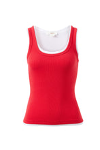 Load image into Gallery viewer, SKYLAR LAYERED RIB TANK/RED/WHITE
