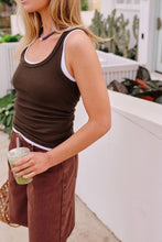 Load image into Gallery viewer, SKYLAR LAYERED RIB TANK - CHOC/WHITE
