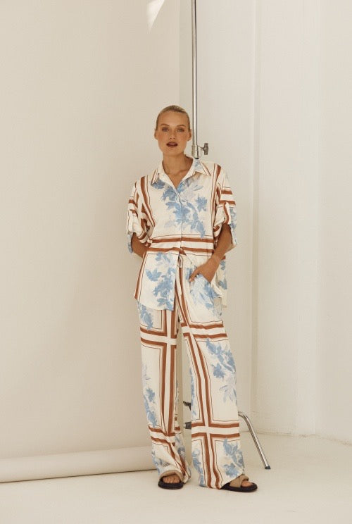 Paloma Printed Pants – Blue Floral
