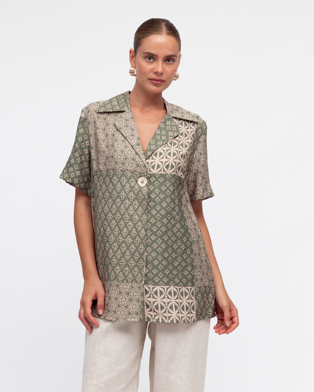 Siena Patchwork Button-Up Shirt