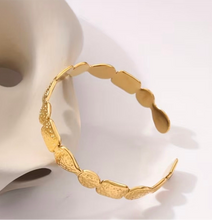 Load image into Gallery viewer, Stevie Textured Gold Cuff Bangle
