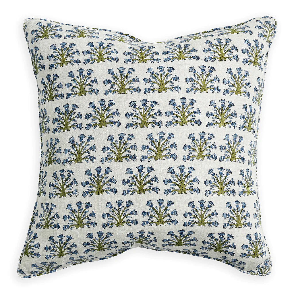 Samode Moss Azure linen cushion