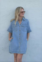 Load image into Gallery viewer, Bonnie Relaxed Shirt Dress -Vintage Blue
