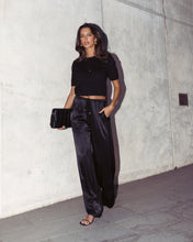 Load image into Gallery viewer, Celeste Satin Wide-Leg Pants – Black
