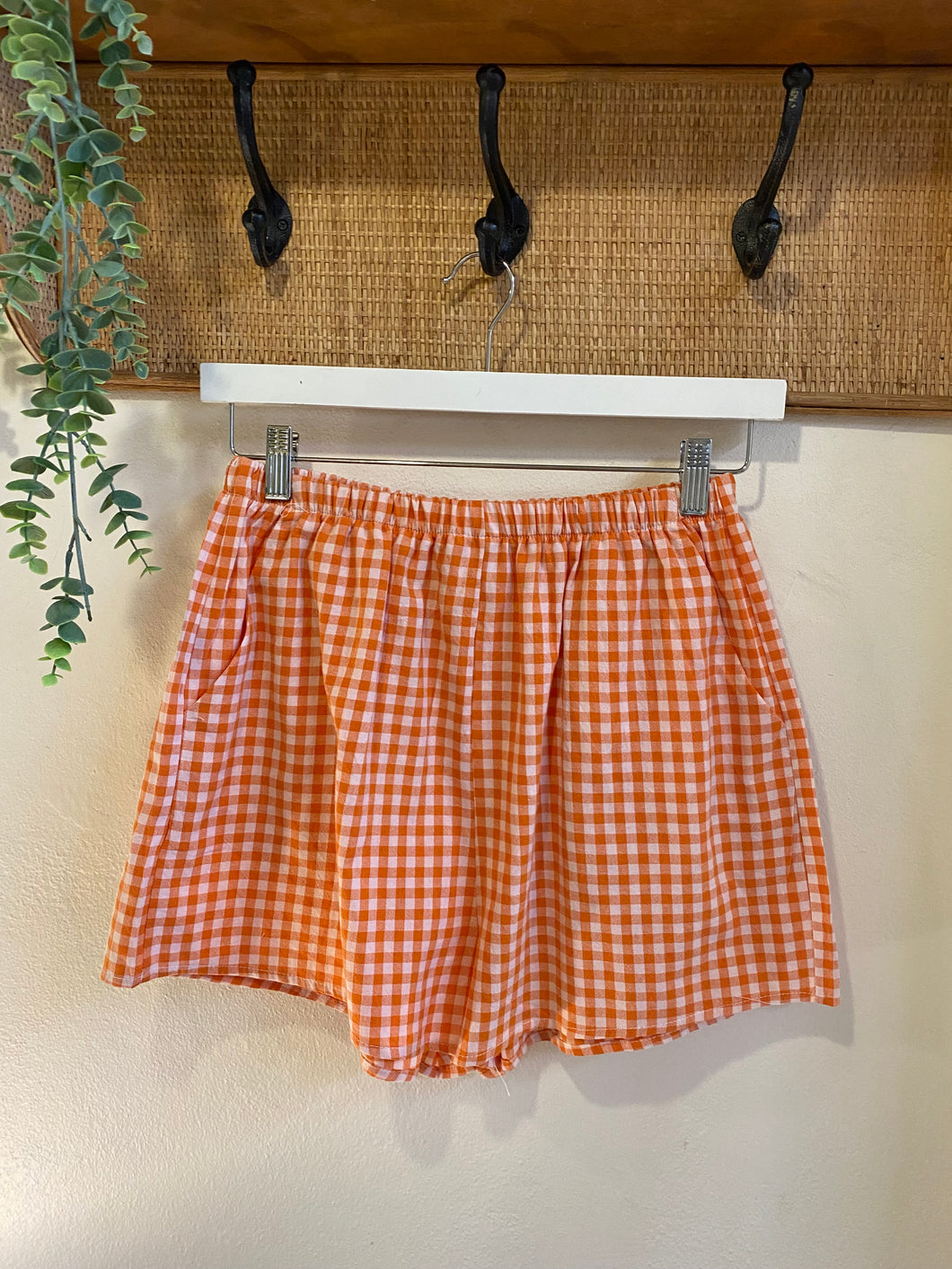 Orange gingham shorts