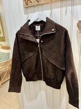 Load image into Gallery viewer, Suede Bomber Jacket – Chocolate
