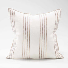 Load image into Gallery viewer, Rock Pool Linen Cushion - White w&#39; Natural Stripe
