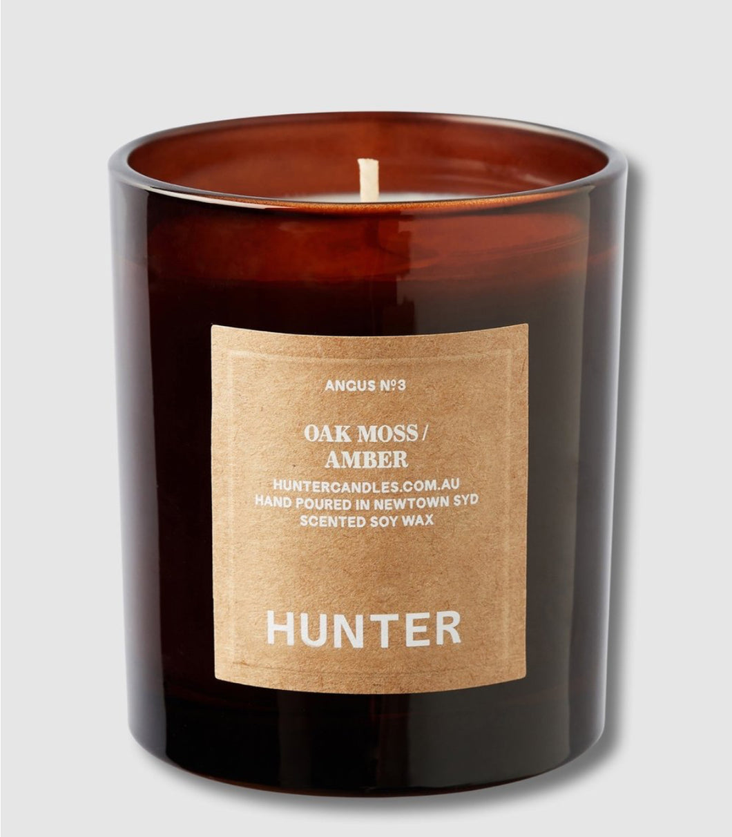 Hunter candle- ANGUS / OAK MOSS + AMBER