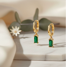 Load image into Gallery viewer, Green hoop earrings
