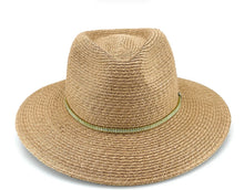 Load image into Gallery viewer, CAMILLE RAFFIA BRAID FEDORA - NATURAL/BLUE
